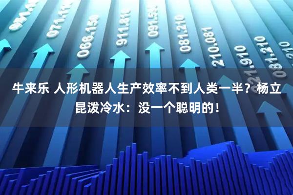 牛来乐 人形机器人生产效率不到人类一半？杨立昆泼冷水：没一个聪明的！